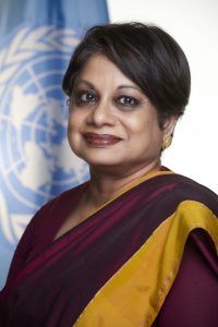 Radhika Coomaraswamy werd aangesteld als de hoofdauteur voor de Global Study on the Implementation of UNSCR 1325 – UN Photo/Mark Garten