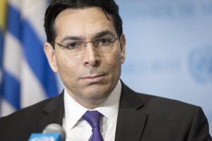 Danny Danon PR of Israel to the United Nations speaks to the media before the security council meeting on the situation in the middle east